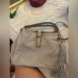 Elegant Gray Leather Handbag